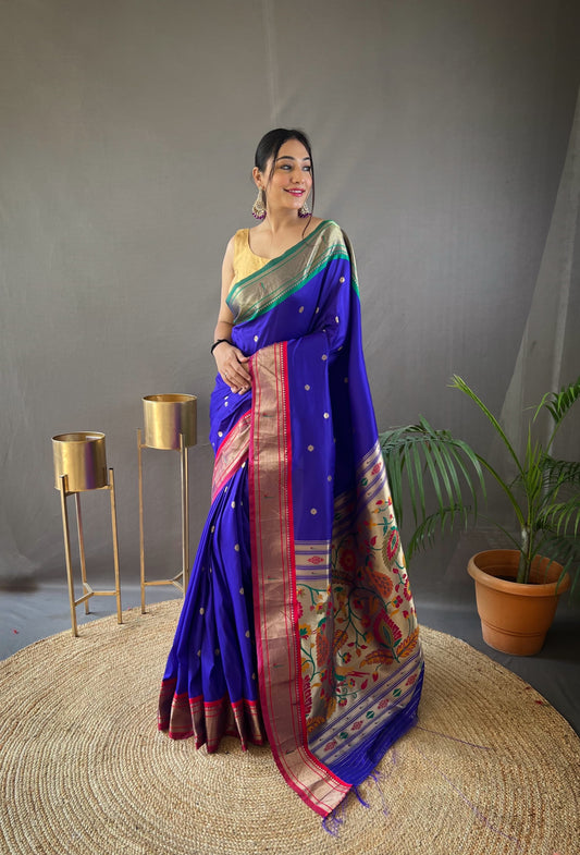 Preferable Blue Color Paithani Saree