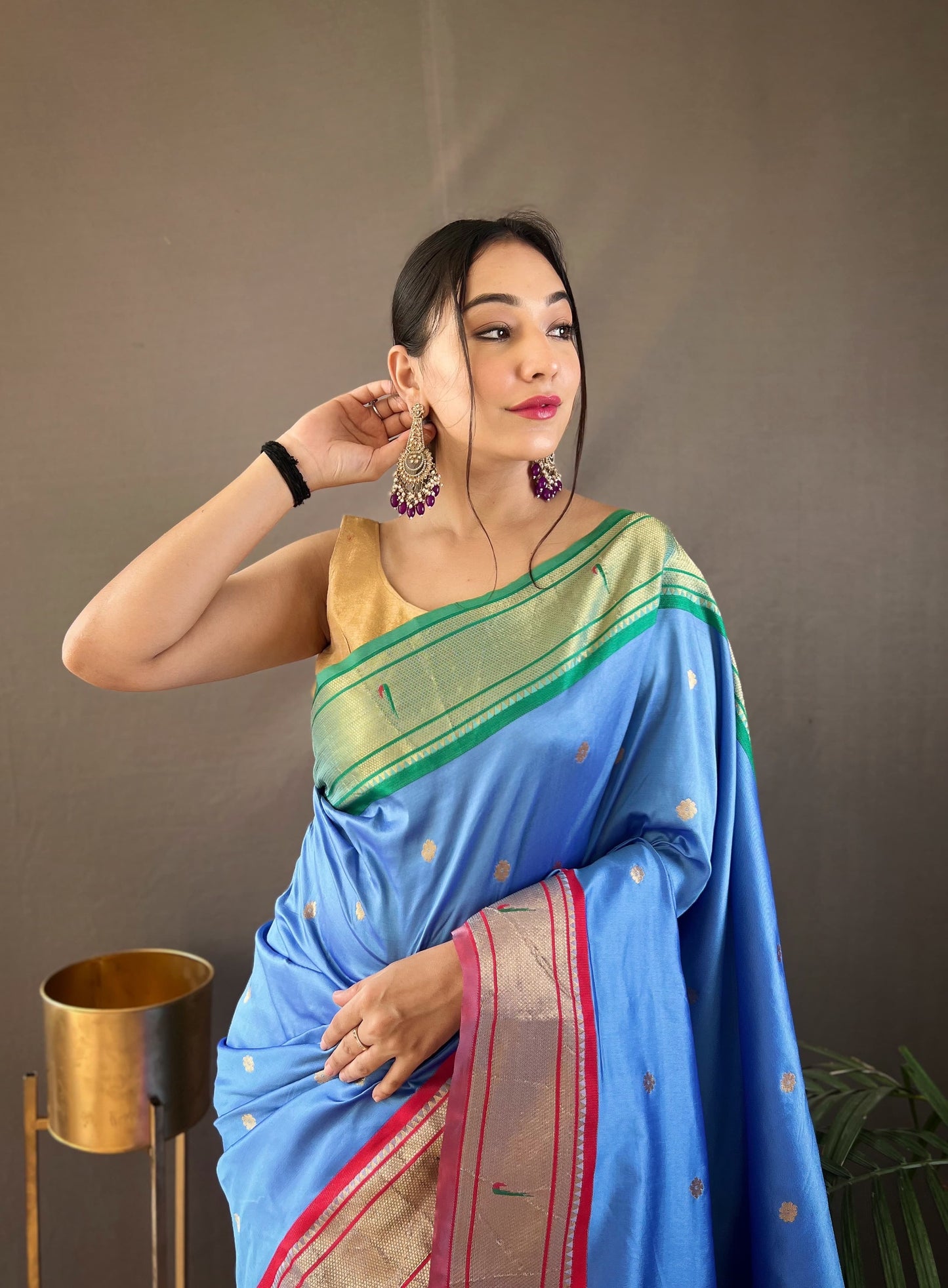 Preferable Sky Blue Color Paithani Saree