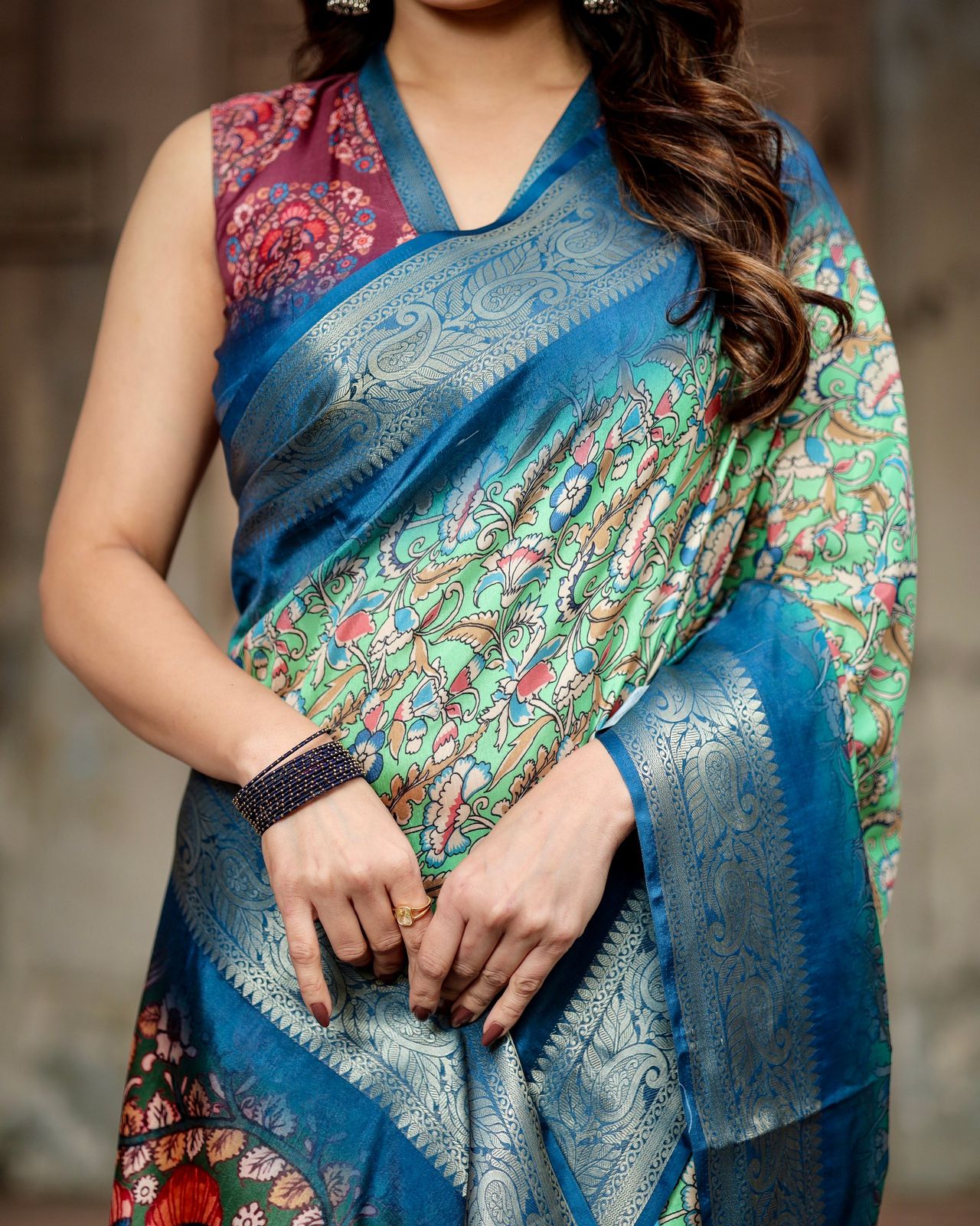 Blissful Pista Color Digital Printed Saree