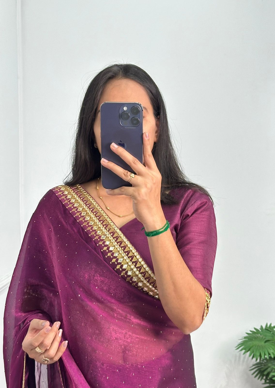 Unique Wine Color Burbary Silk Saree