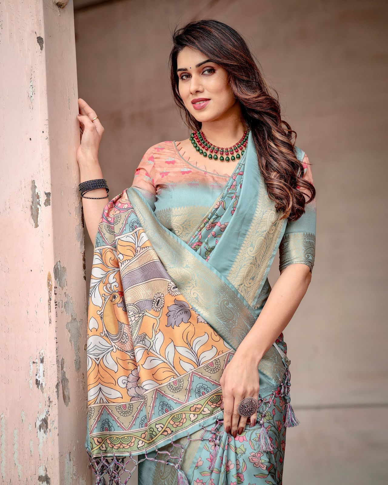 Blissful Sky Blue Color Digital Printed Saree