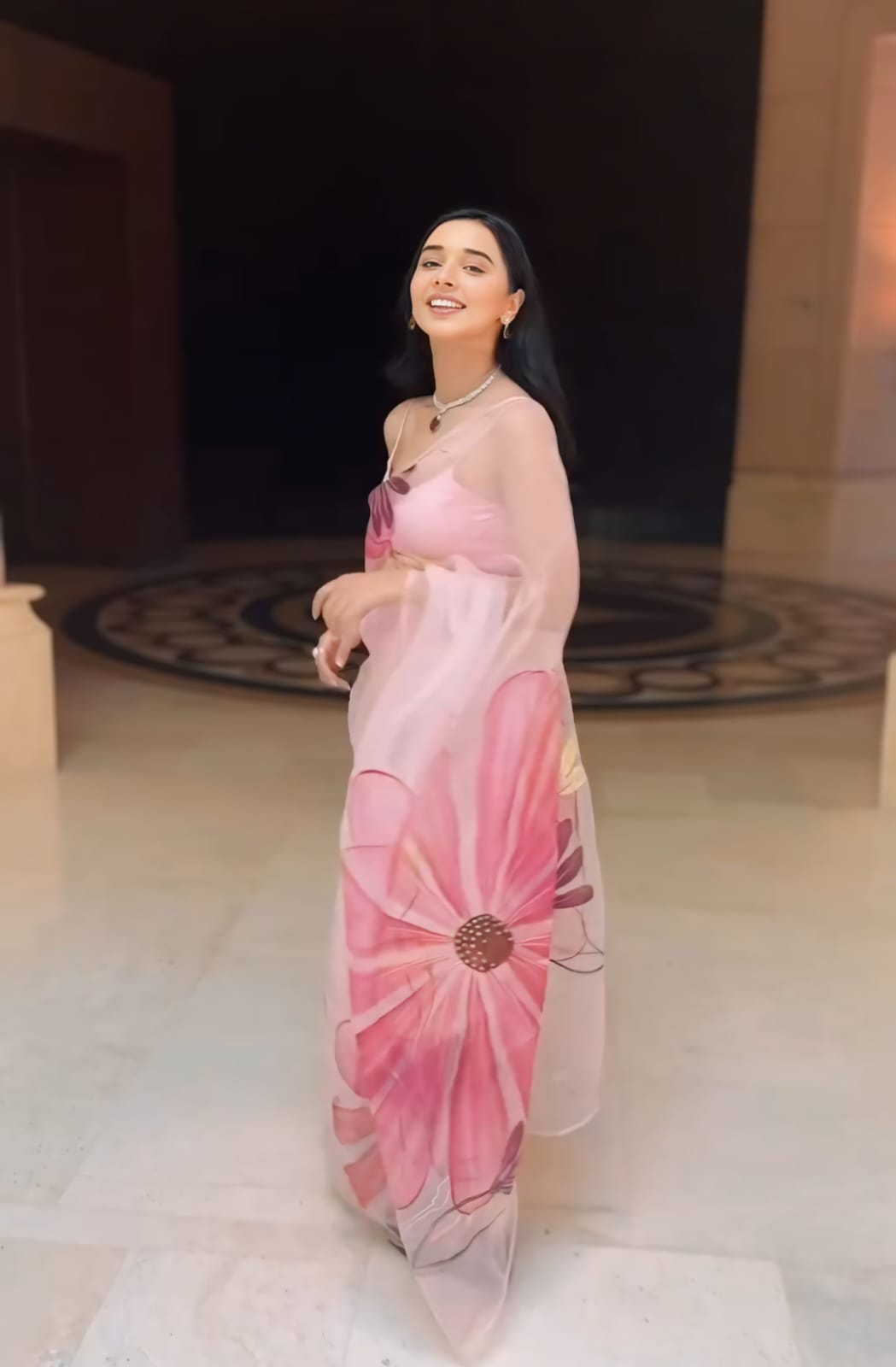 Imposing Pink Color Ready To Wear Organza Silk Saree