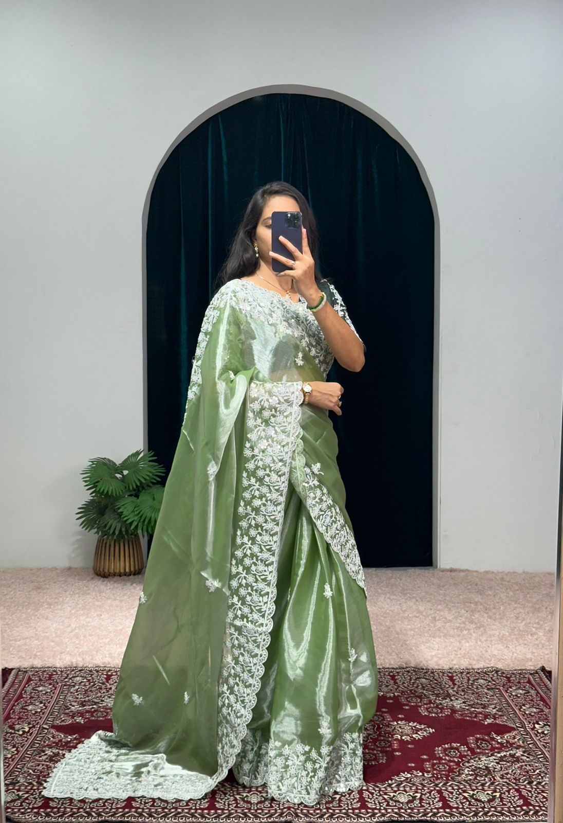 Precious Green Color Organza Saree