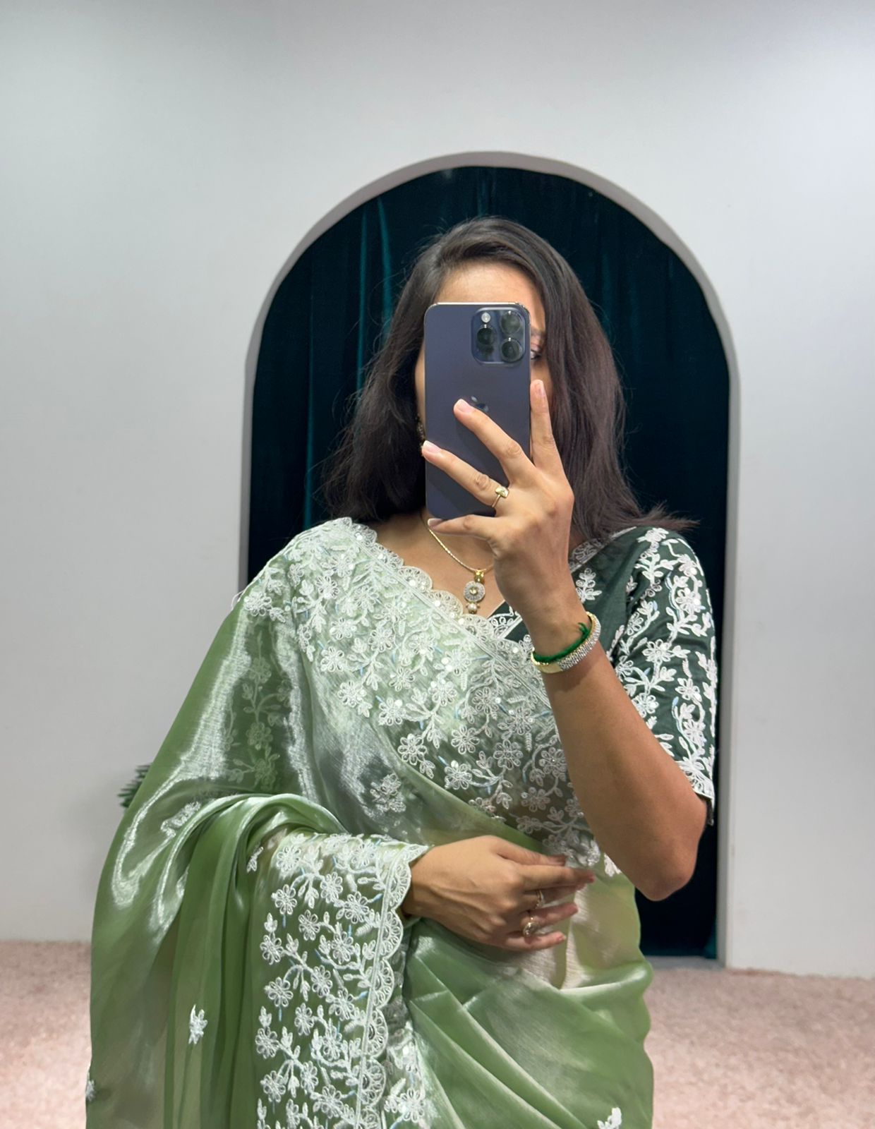 Precious Green Color Organza Saree