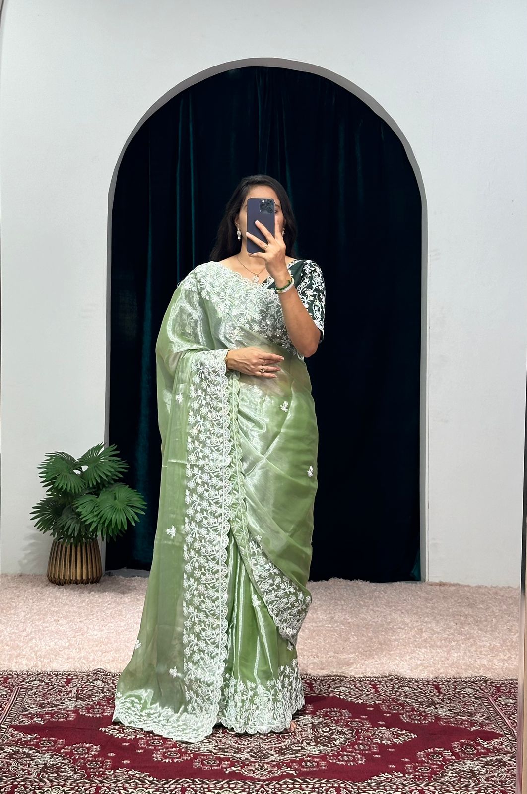 Precious Green Color Organza Saree