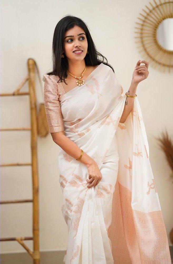 Imposing Off White Color Banarasi Silk Saree