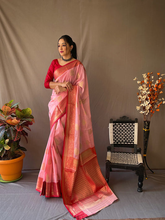 Precious Pink Color Jacquard Saree