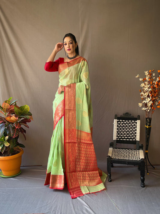 Precious Green Color Jacquard Saree