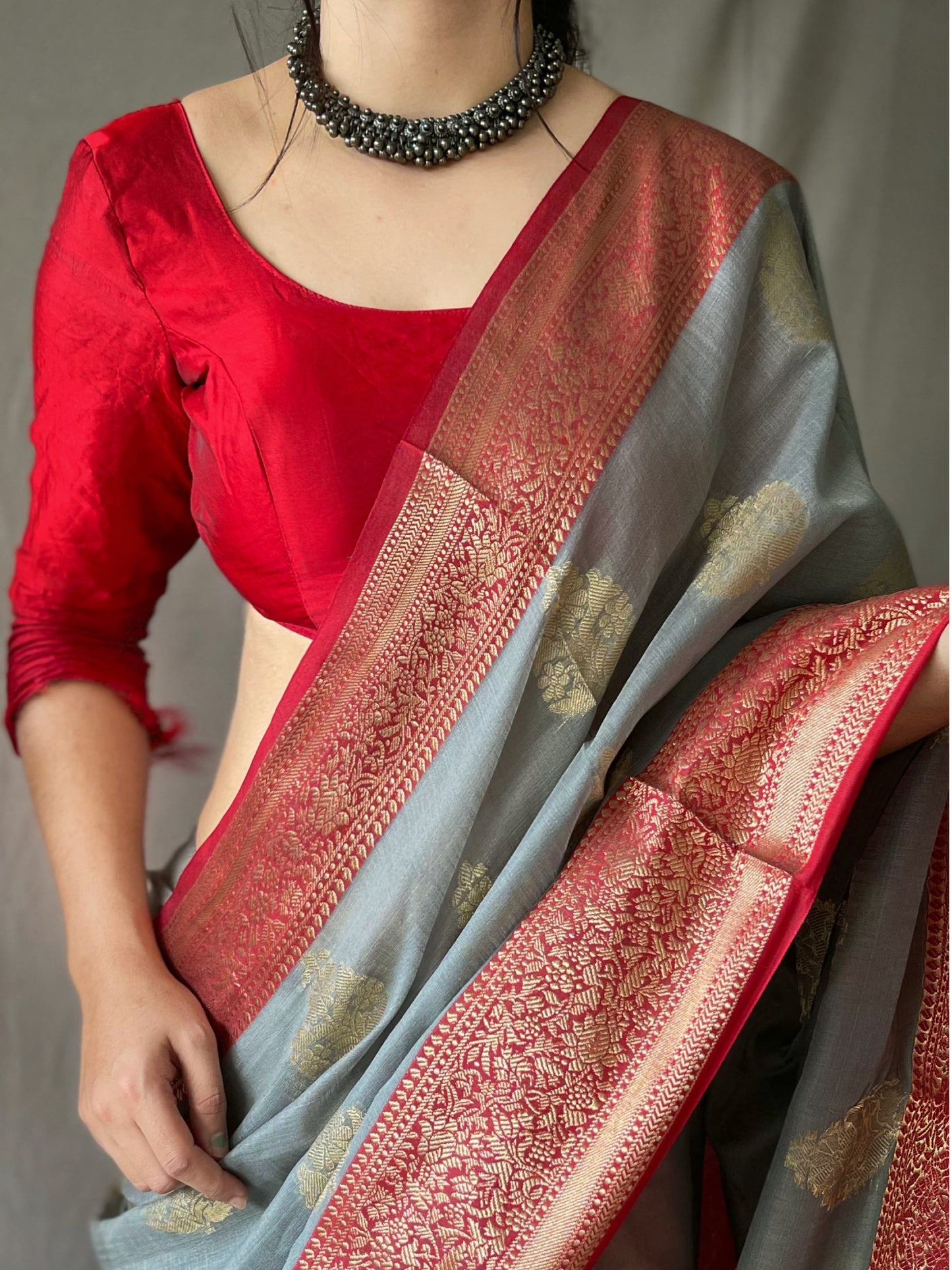 Precious Grey Color Jacquard Saree