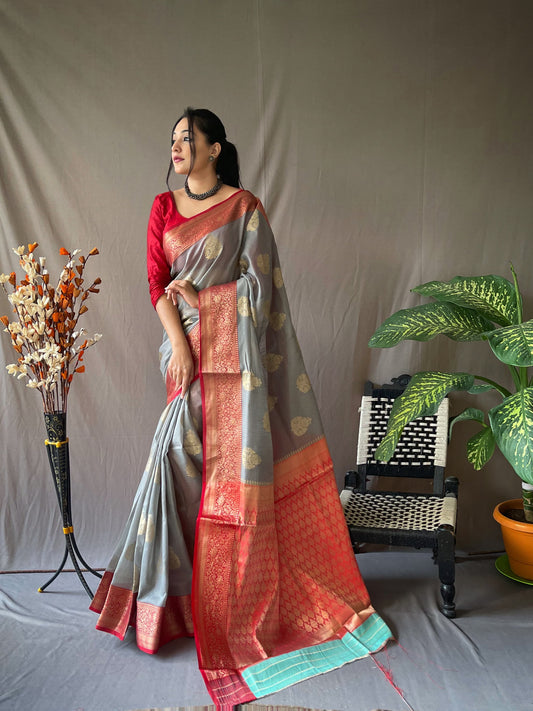 Precious Grey Color Jacquard Saree