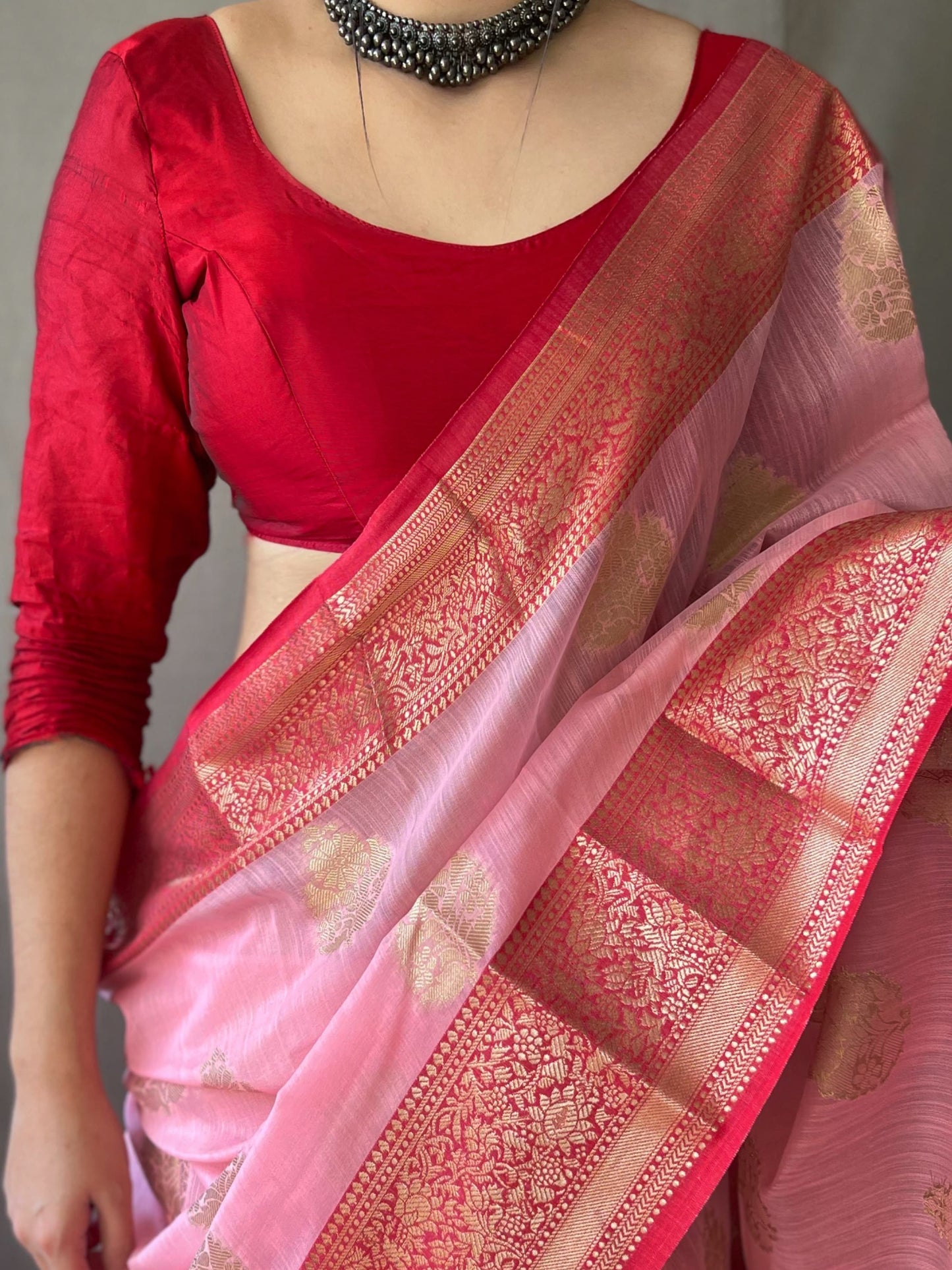 Precious Pink Color Jacquard Saree