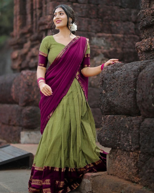 Opulent Perrot Color Kanjiveram Lehngha Saree