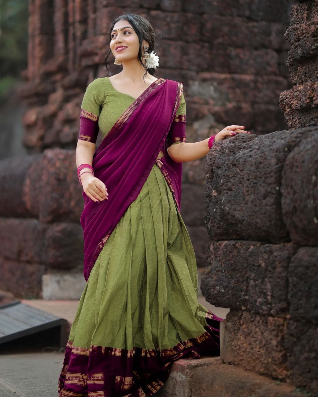 Opulent Perrot Color Kanjiveram Lehngha Saree