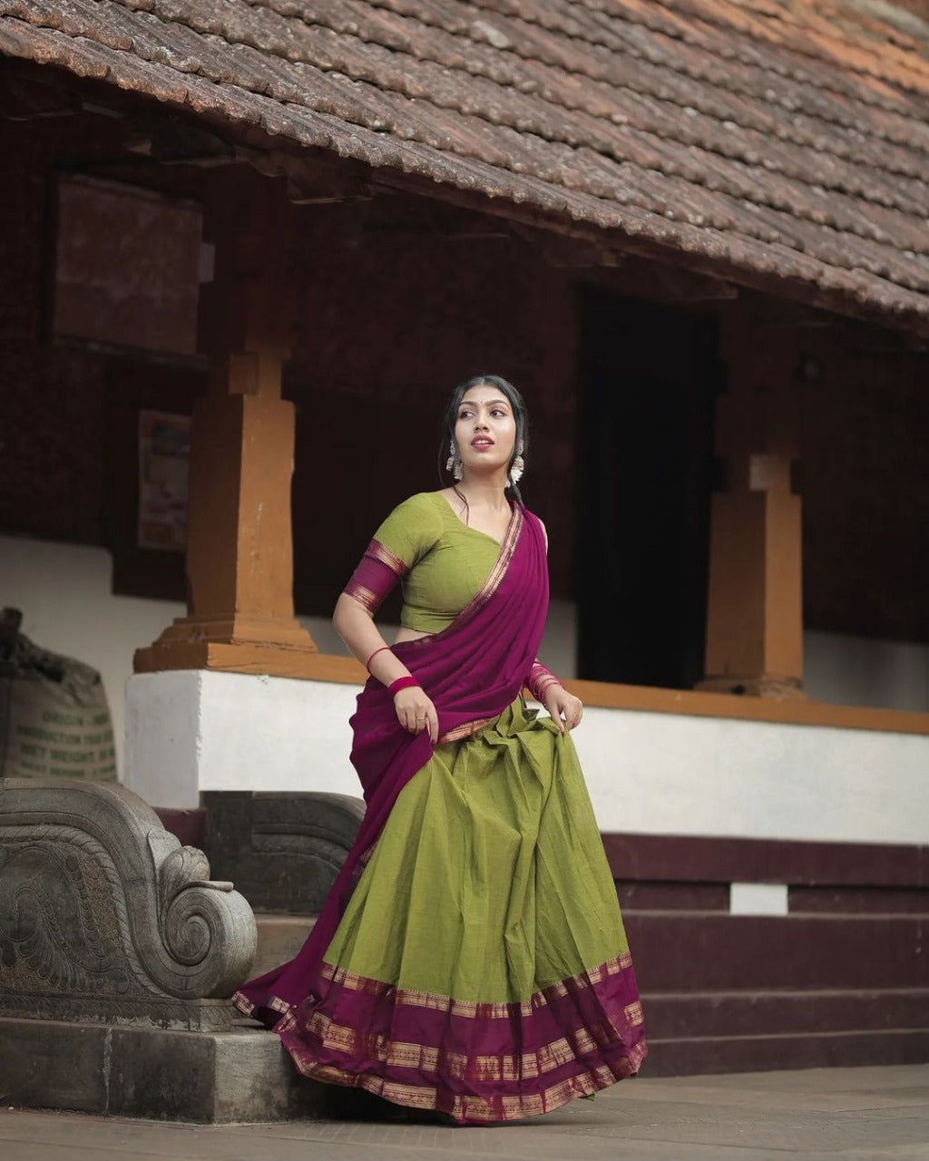 Opulent Perrot Color Kanjiveram Lehngha Saree