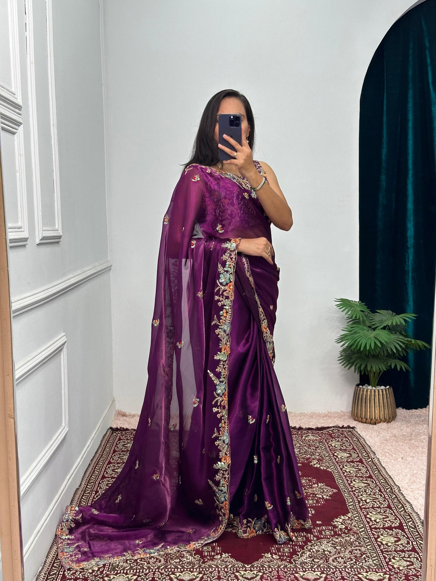 Classy Burbary Silk Purple Color Saree