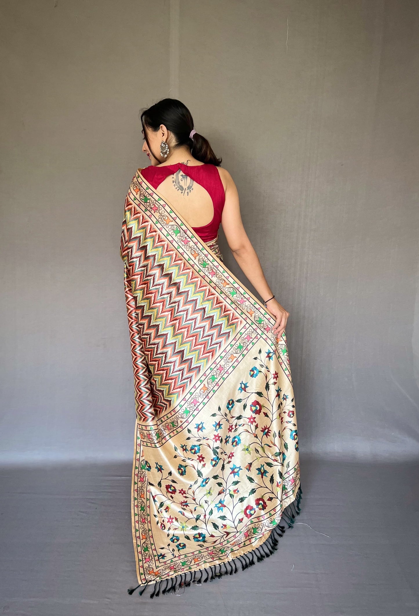 Fancy Multi Color Printed Silk Saree