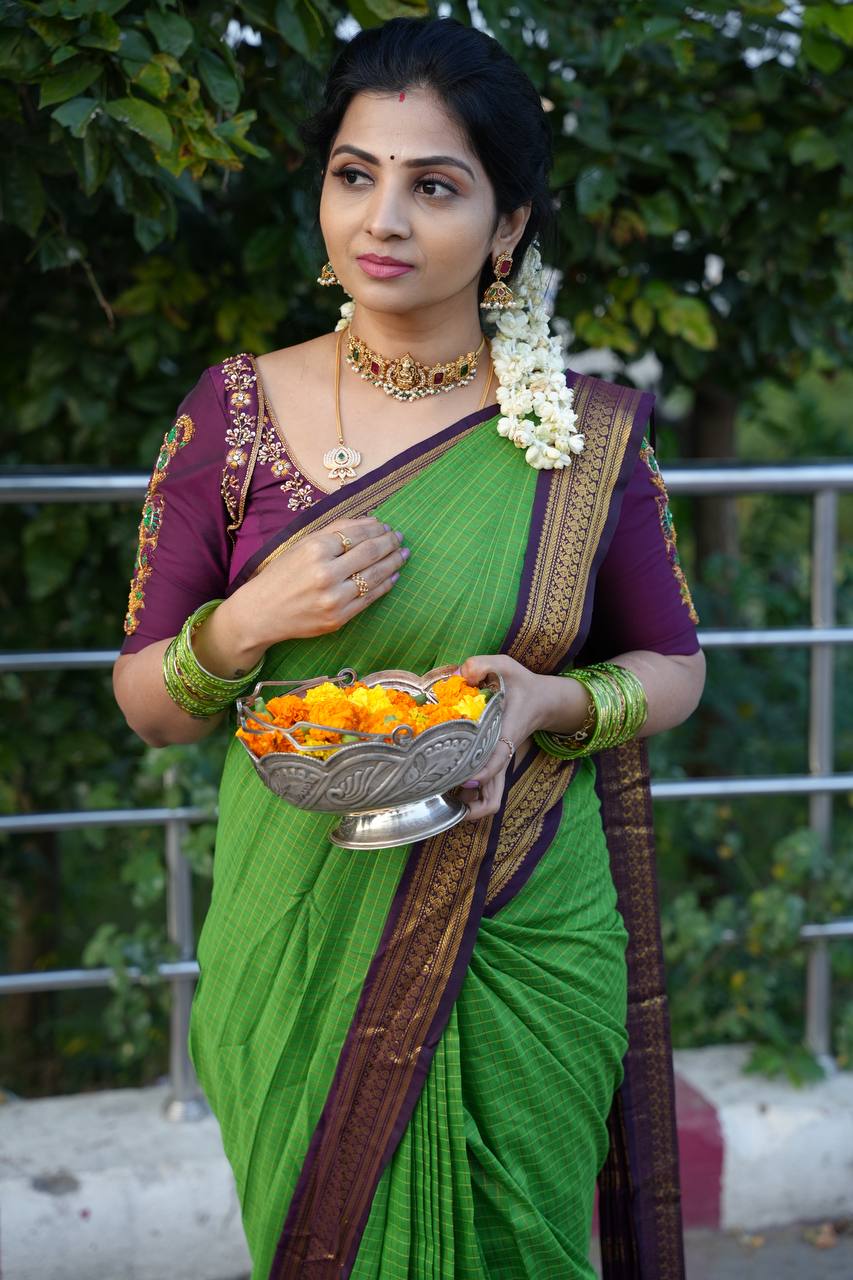 Presenting Banarasi Silk Green Color Saree