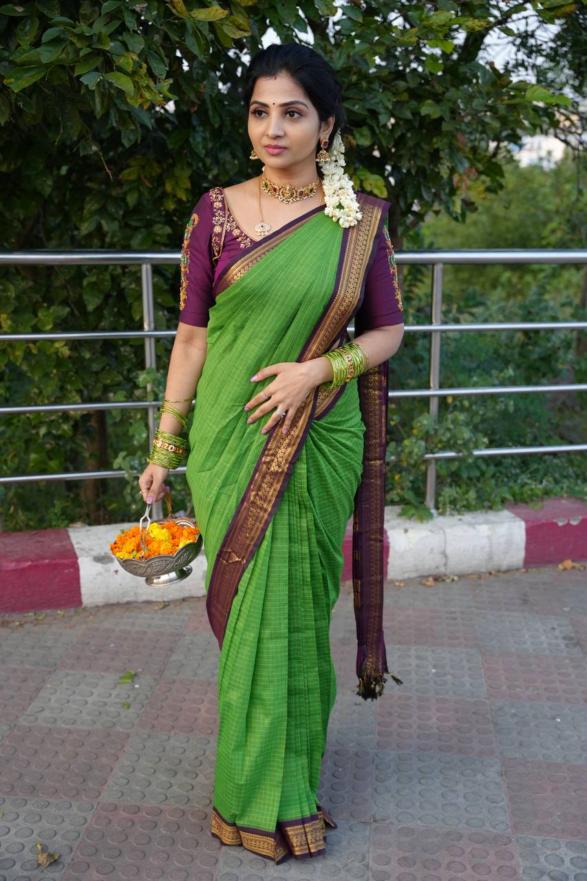 Presenting Banarasi Silk Green Color Saree