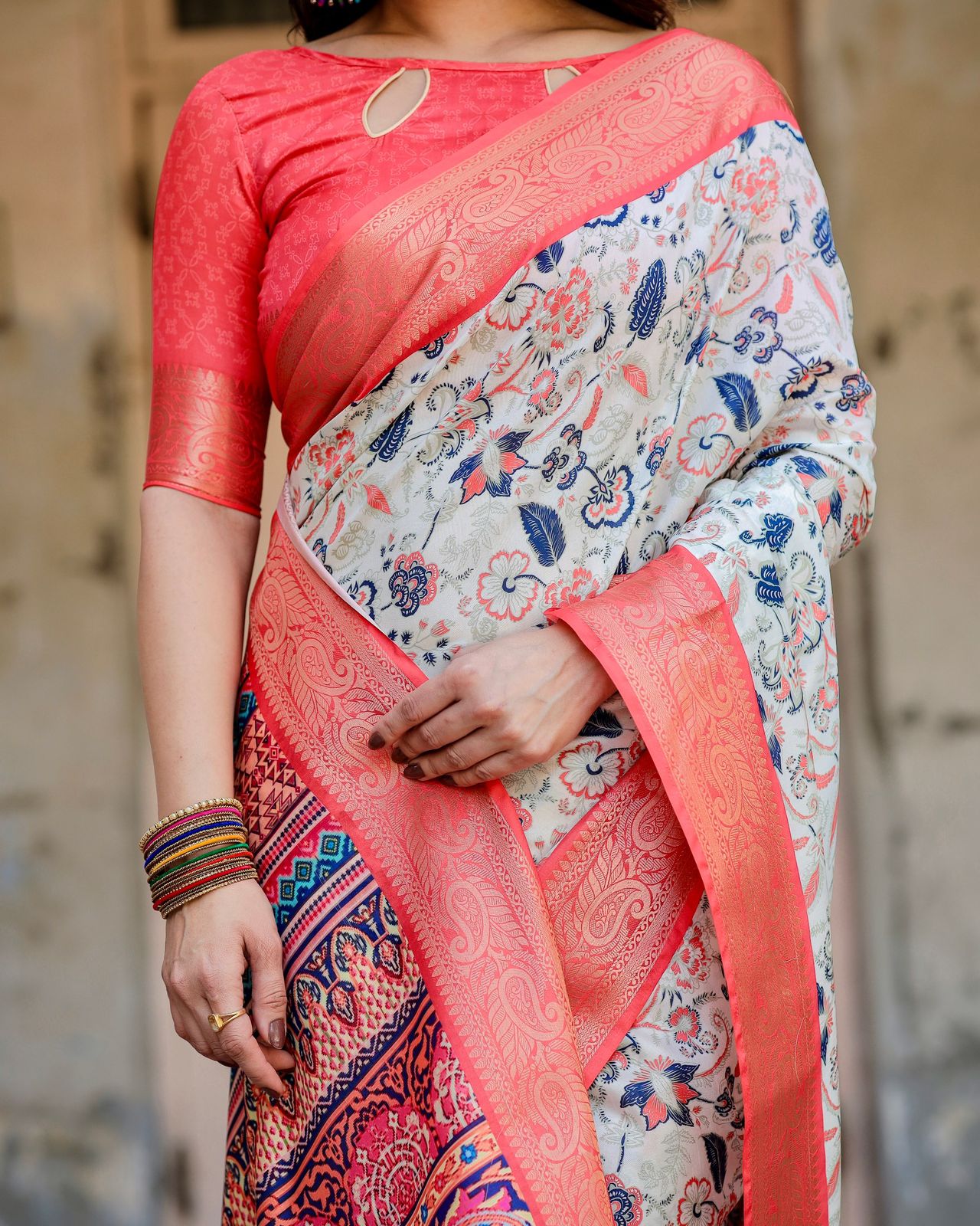 Luxuriant Red Color Printed Silk Saree