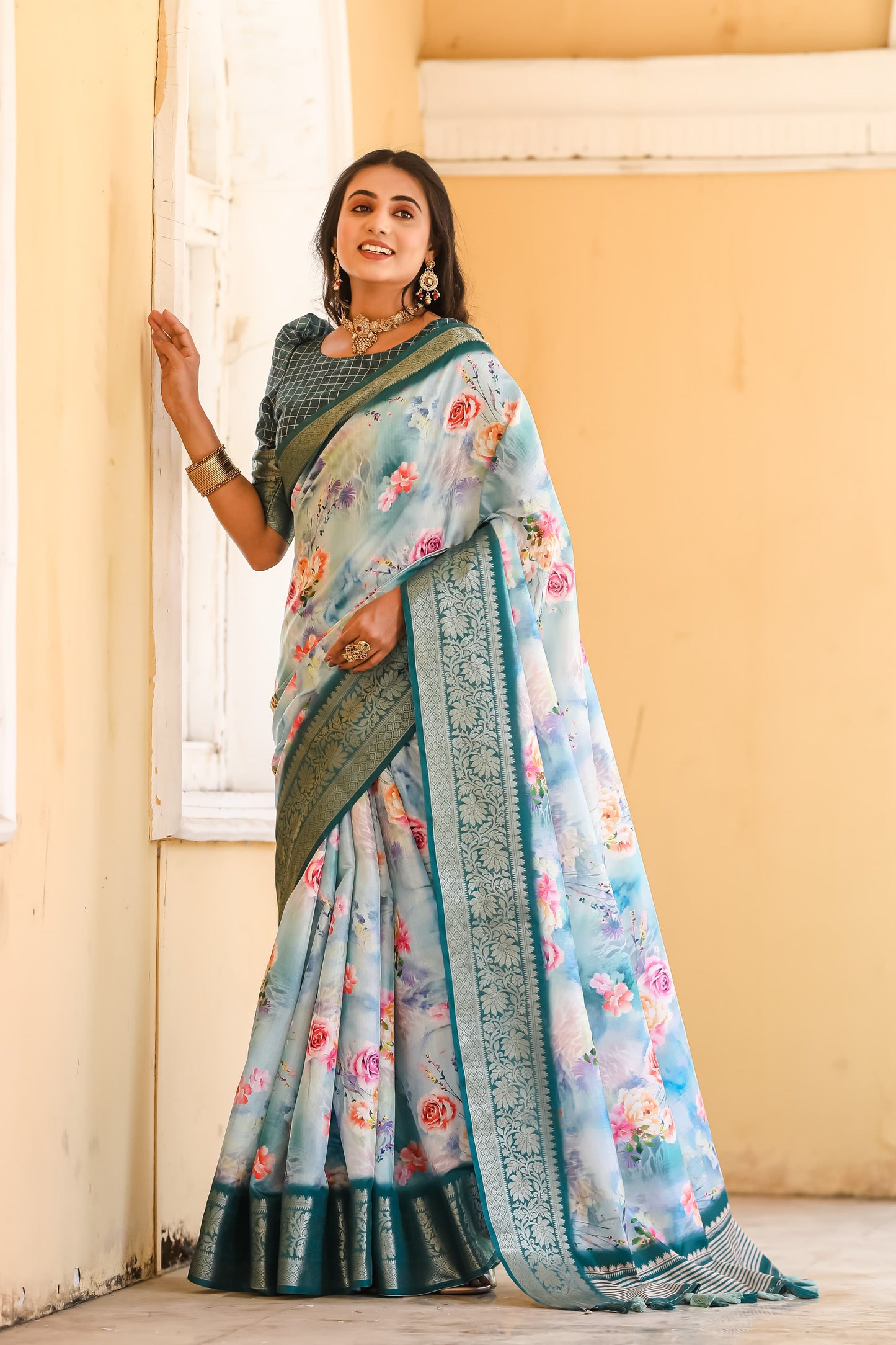 Awesome Green Color Dola Silk Saree