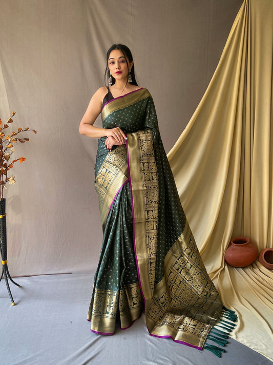 Embellished Green Color Jacquard Saree