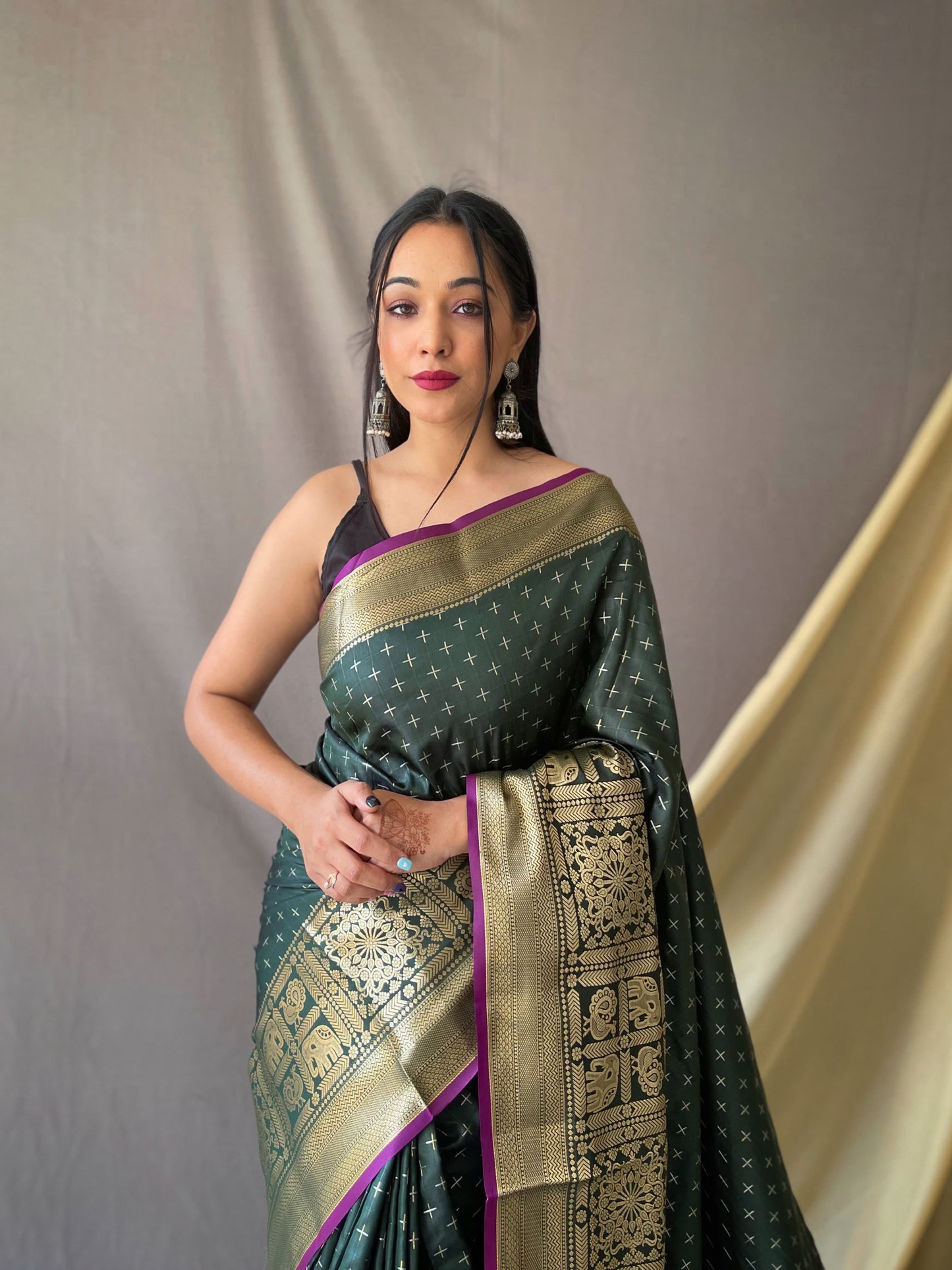 Embellished Green Color Jacquard Saree