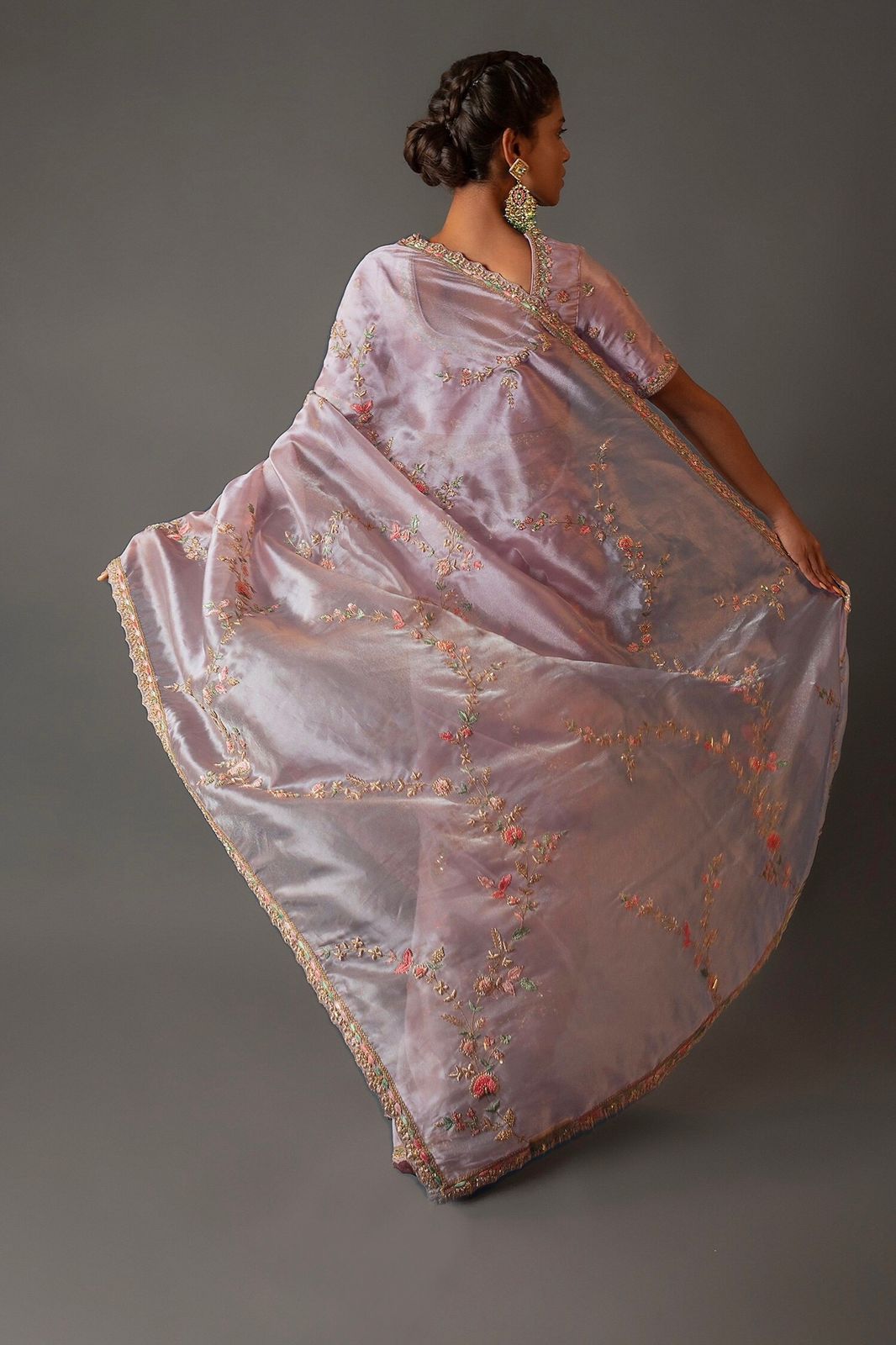 Superhit Pink Color Organza Silk Saree