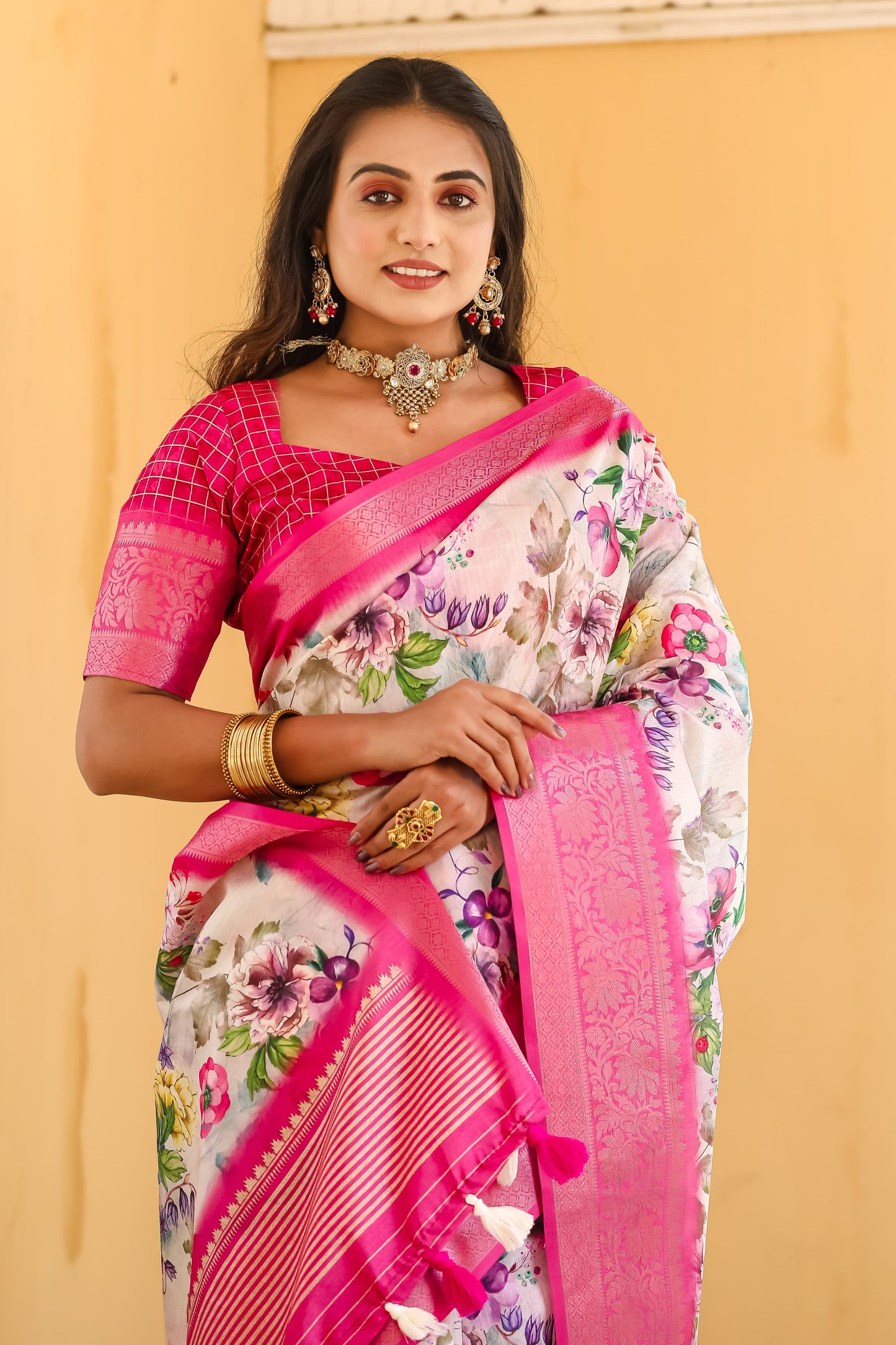 Fabulous Pink Color Cotton Saree