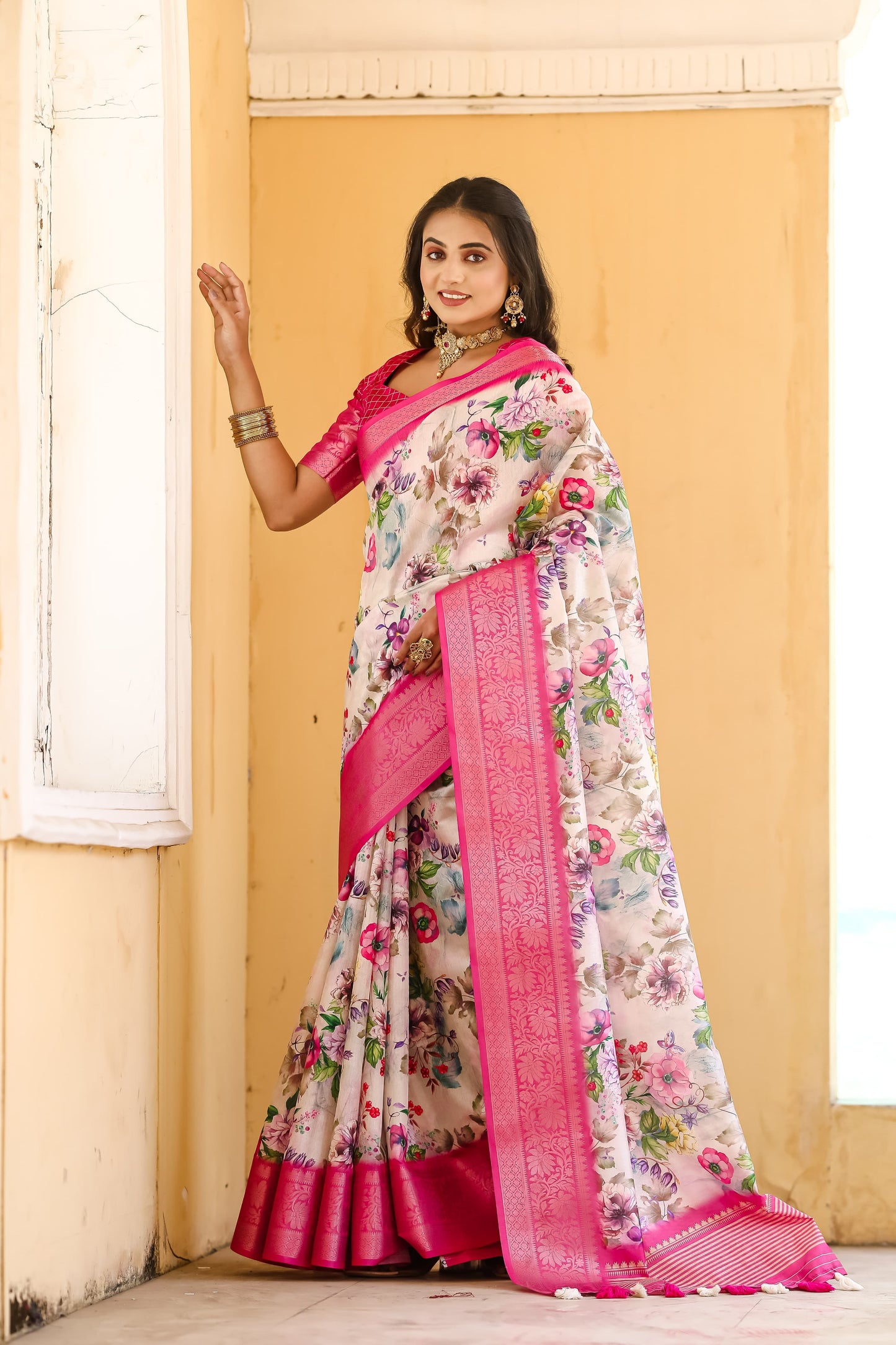 Fabulous Pink Color Cotton Saree