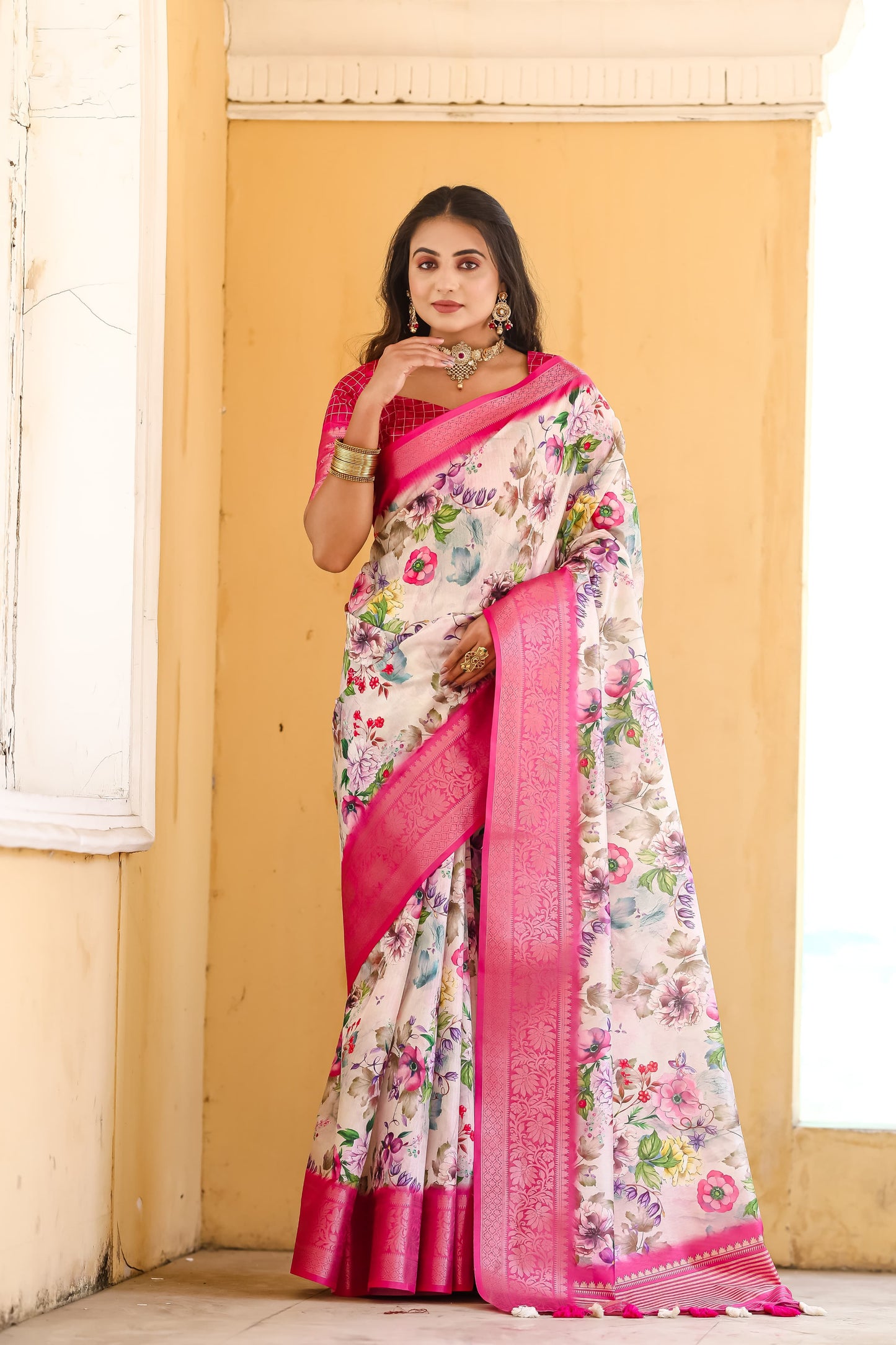 Fabulous Pink Color Cotton Saree