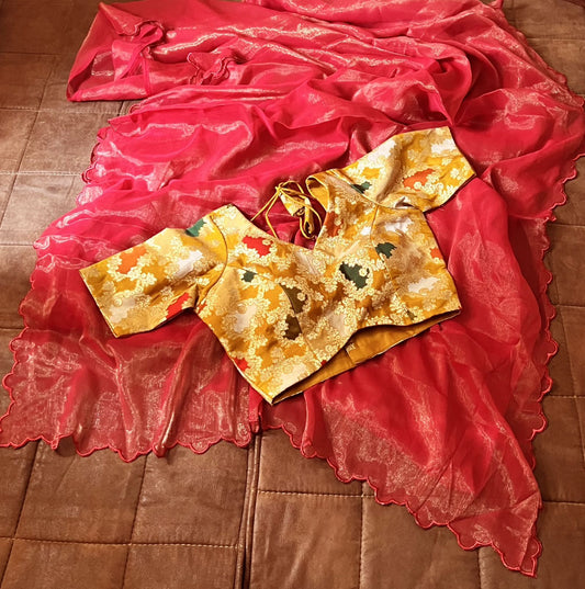 Classic Organza Silk Red Color Saree