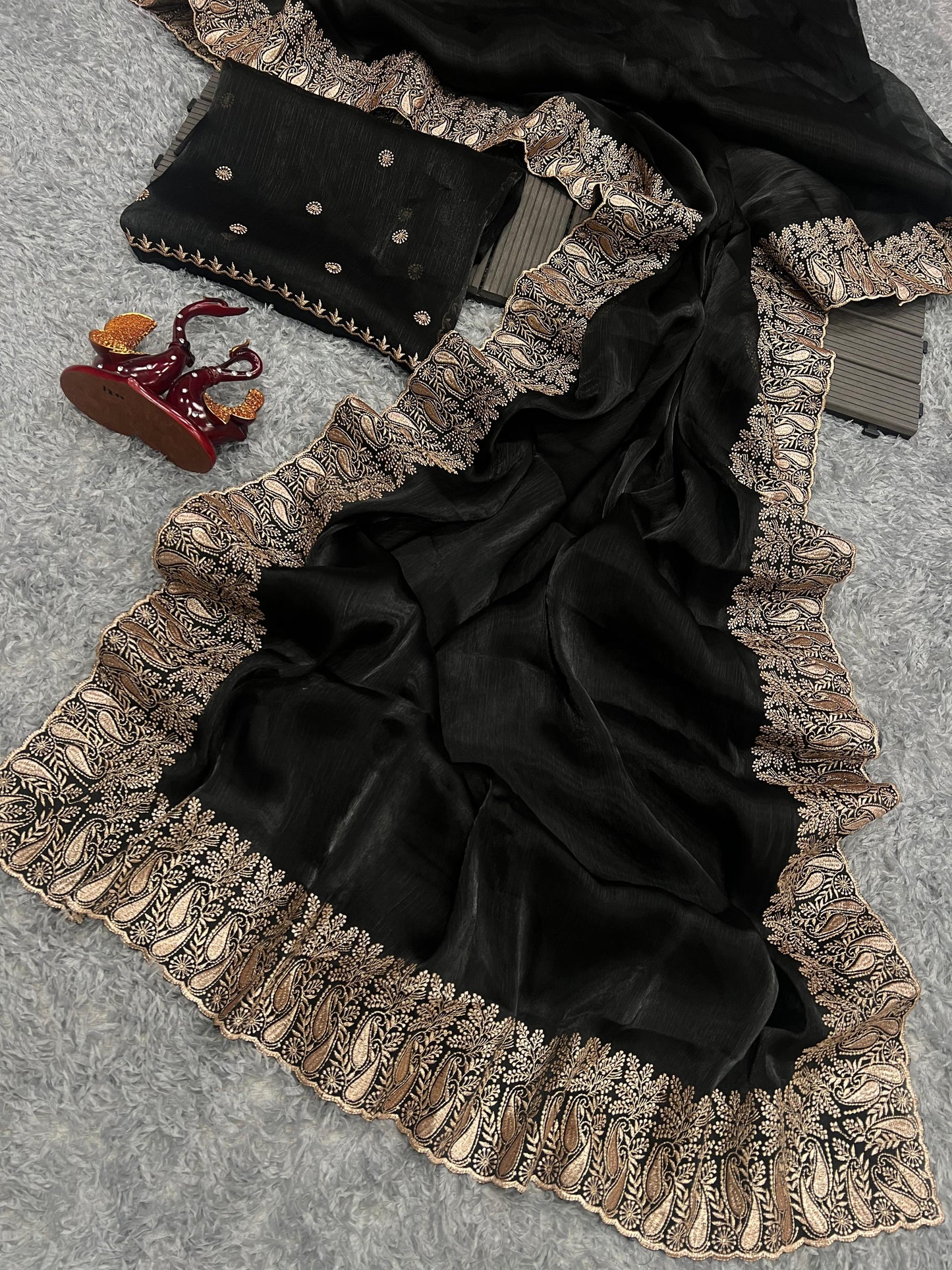 Preferable Black Color Berberry Silk Saree