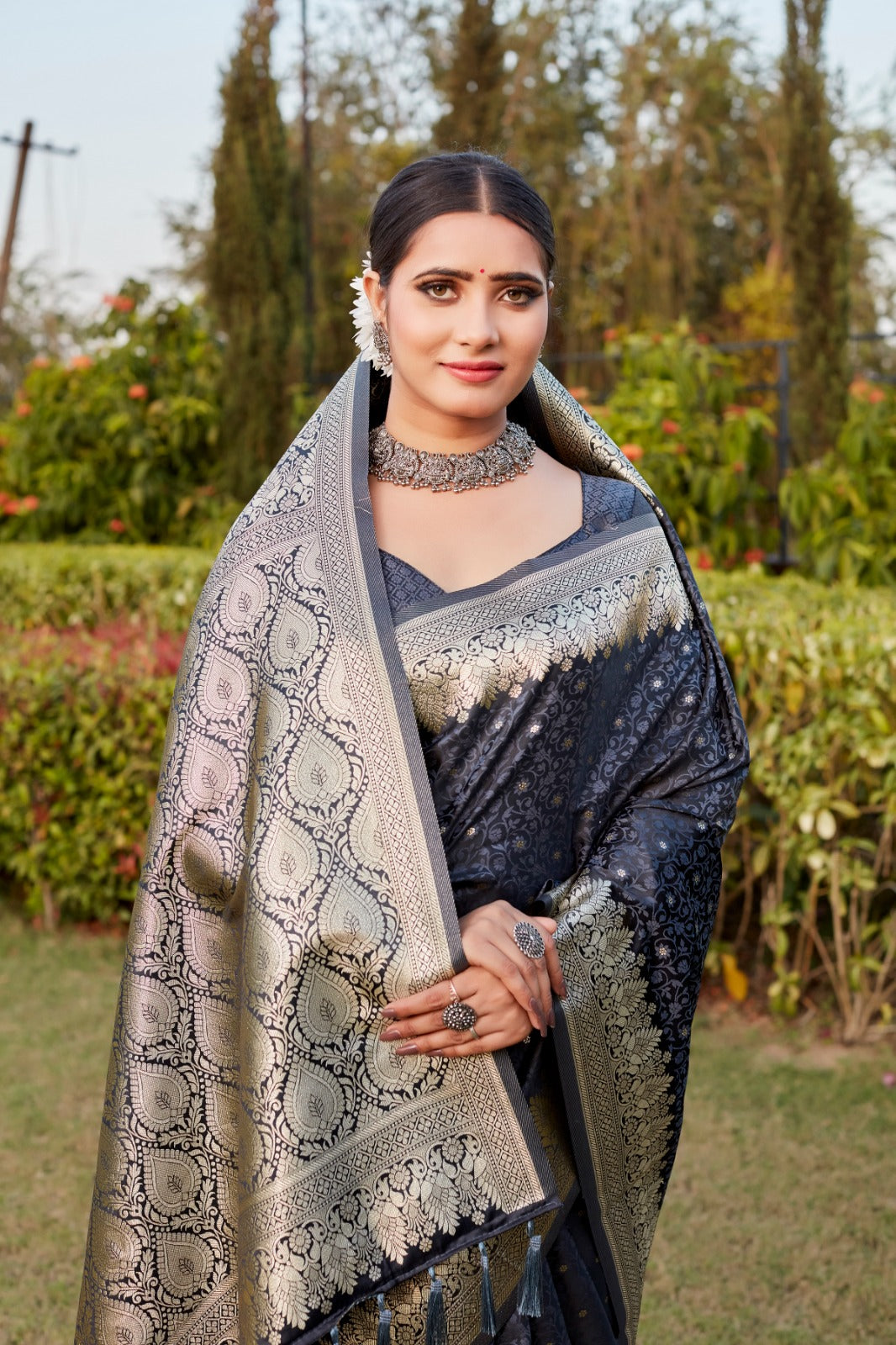 Glorious Navy Blue Color Kanjivaram Silk Saree