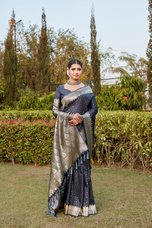 Glorious Navy Blue Color Kanjivaram Silk Saree