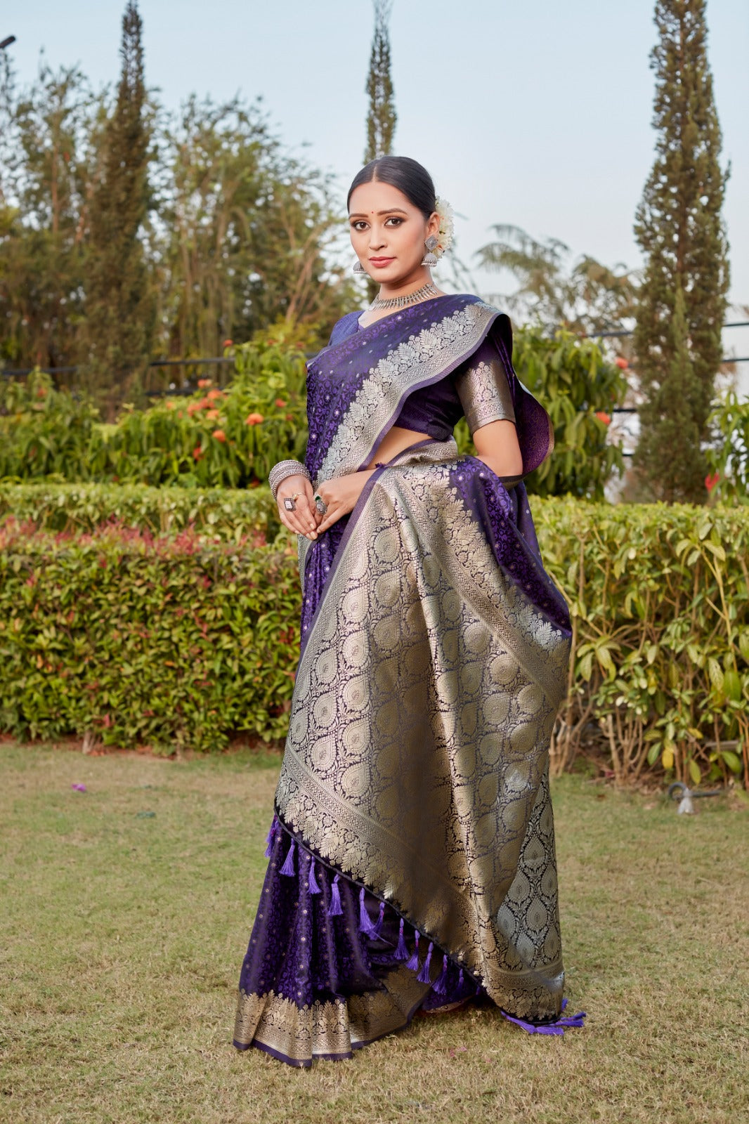 Glorious Purple Color Kanjivaram Silk Saree