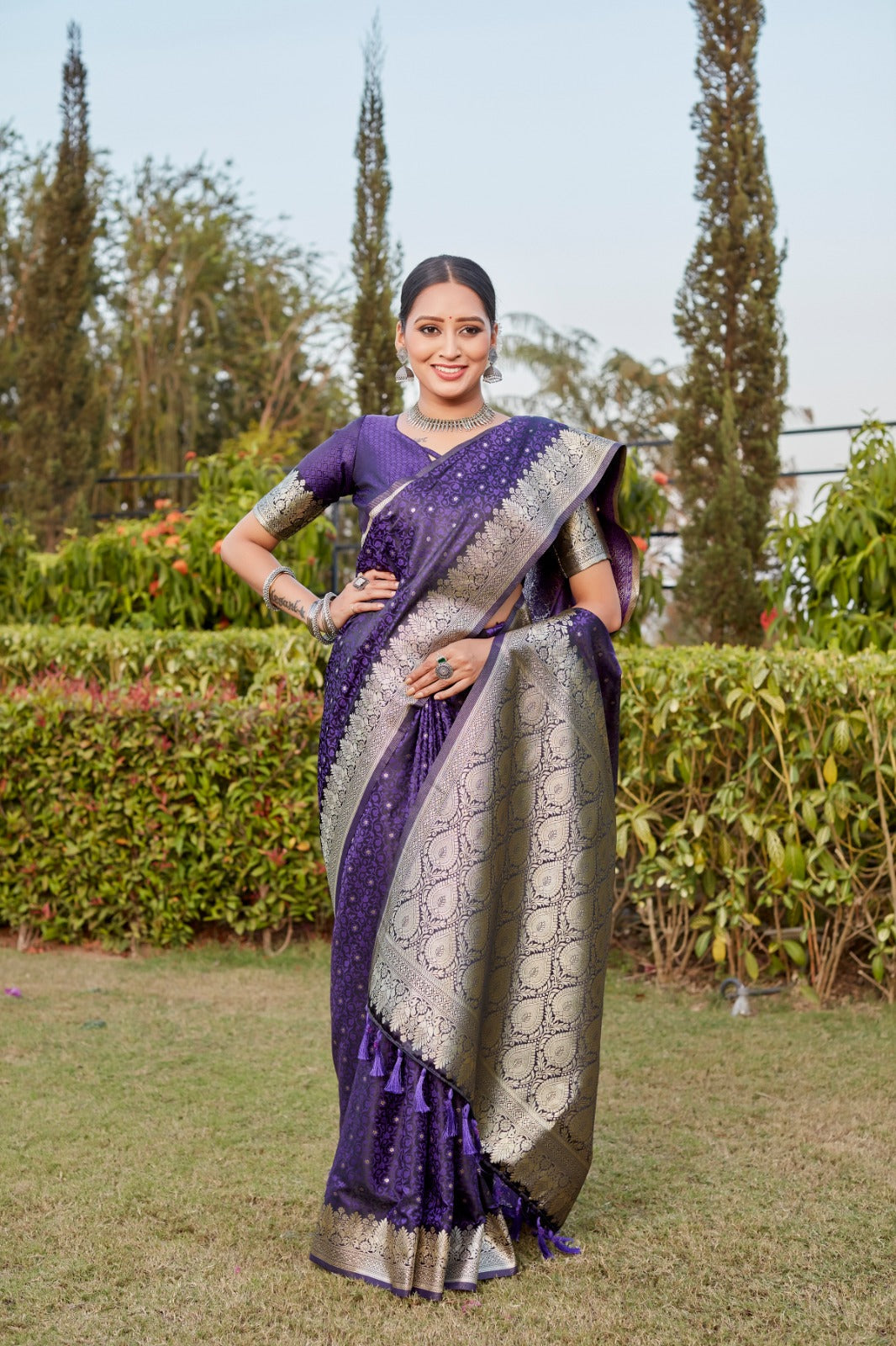 Glorious Purple Color Kanjivaram Silk Saree