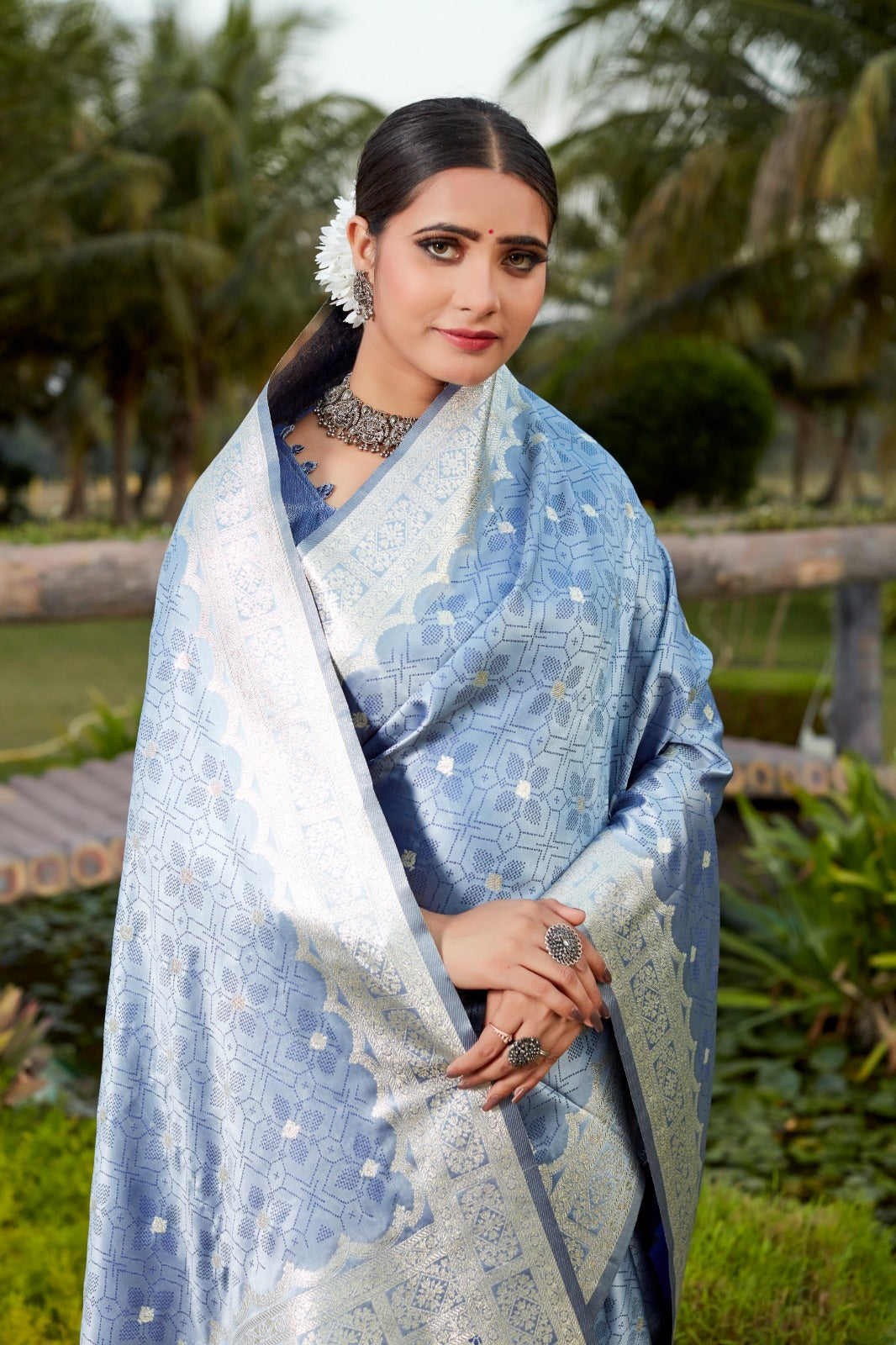 Elegant Sky Blue Color Kanjivaram Silk Saree