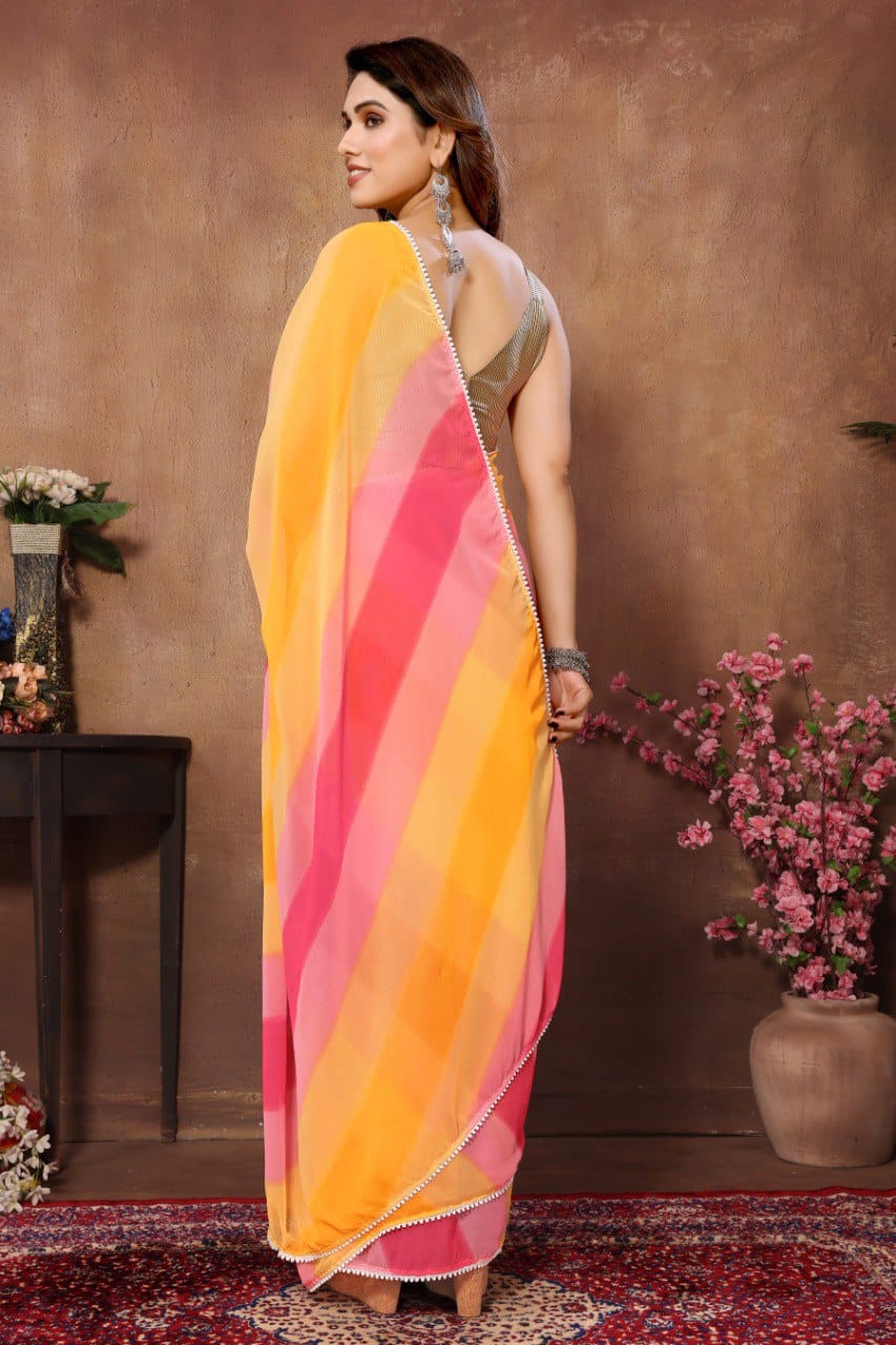 Ravishing Multi Color Ready To Wear Georgette Saree