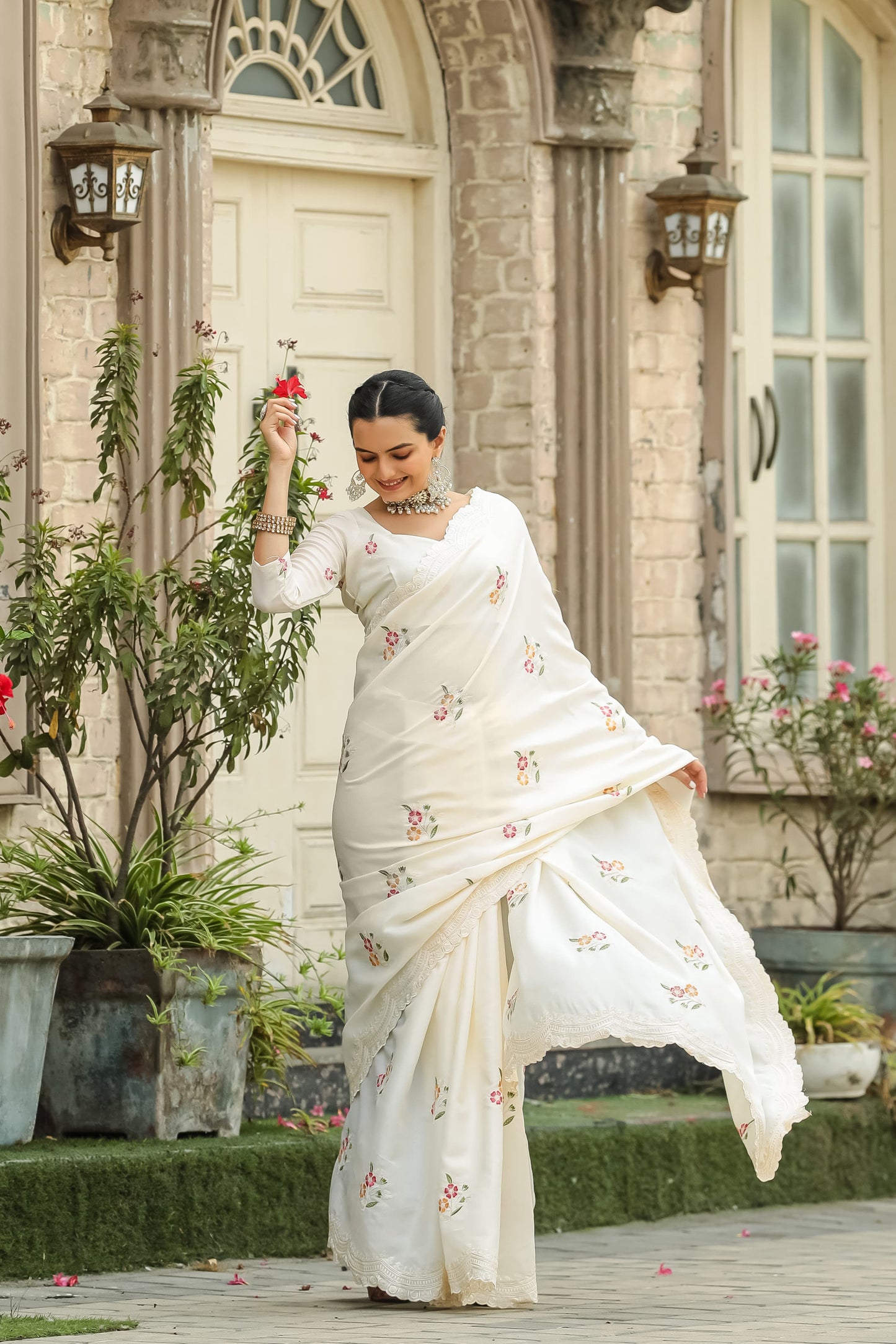 Fabulous White Color Cotton Saree