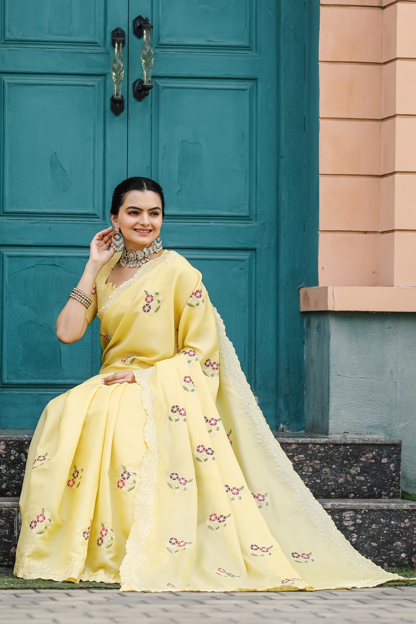 Fabulous Yellow Color Cotton Saree