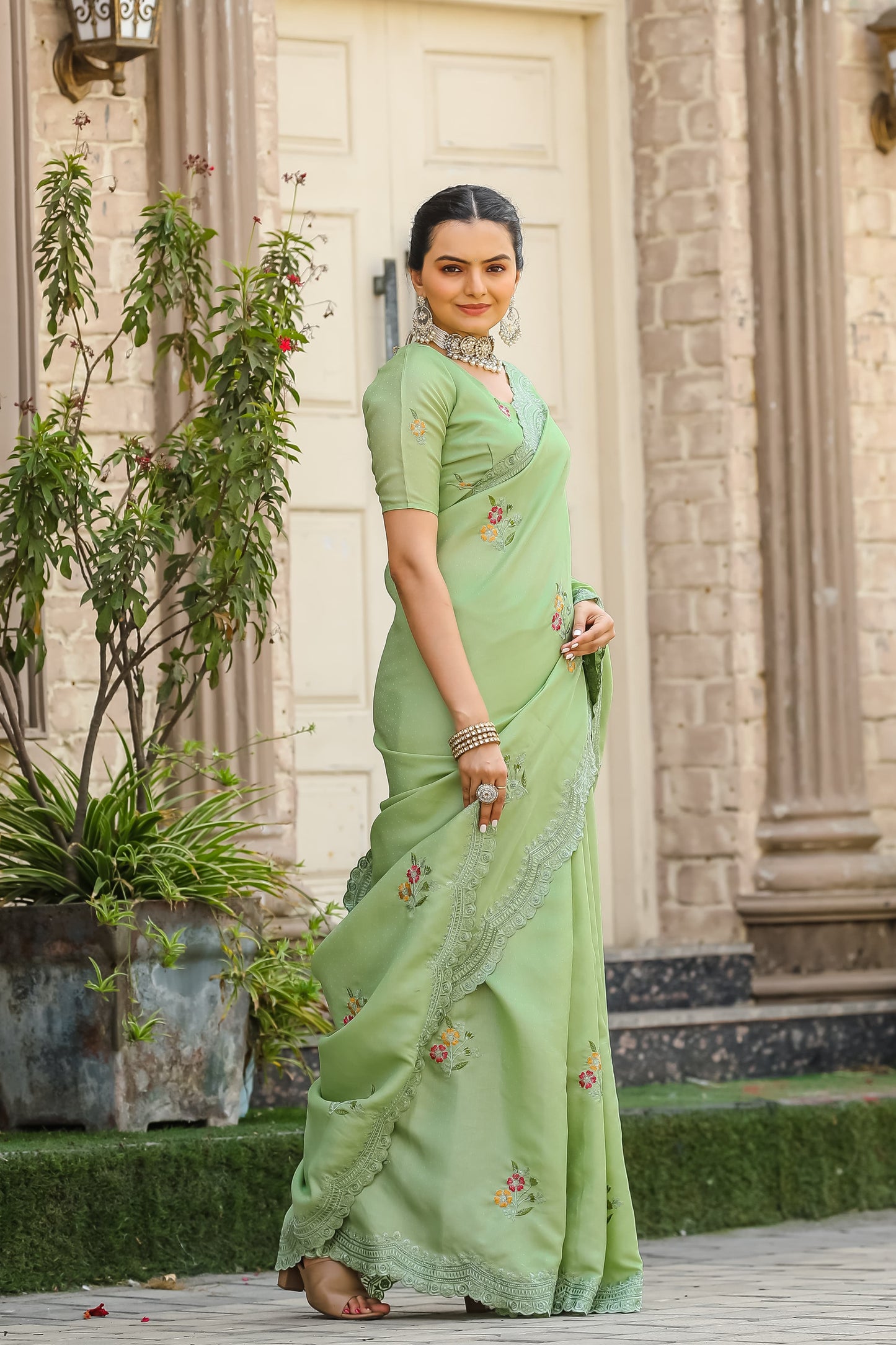 Fabulous Green Color Cotton Saree