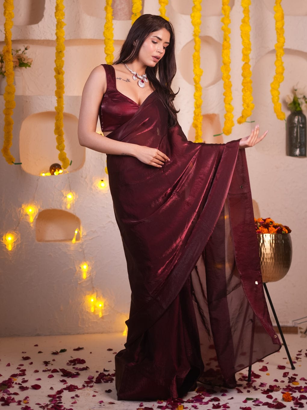 Presenting Red Color Teby Silk Saree