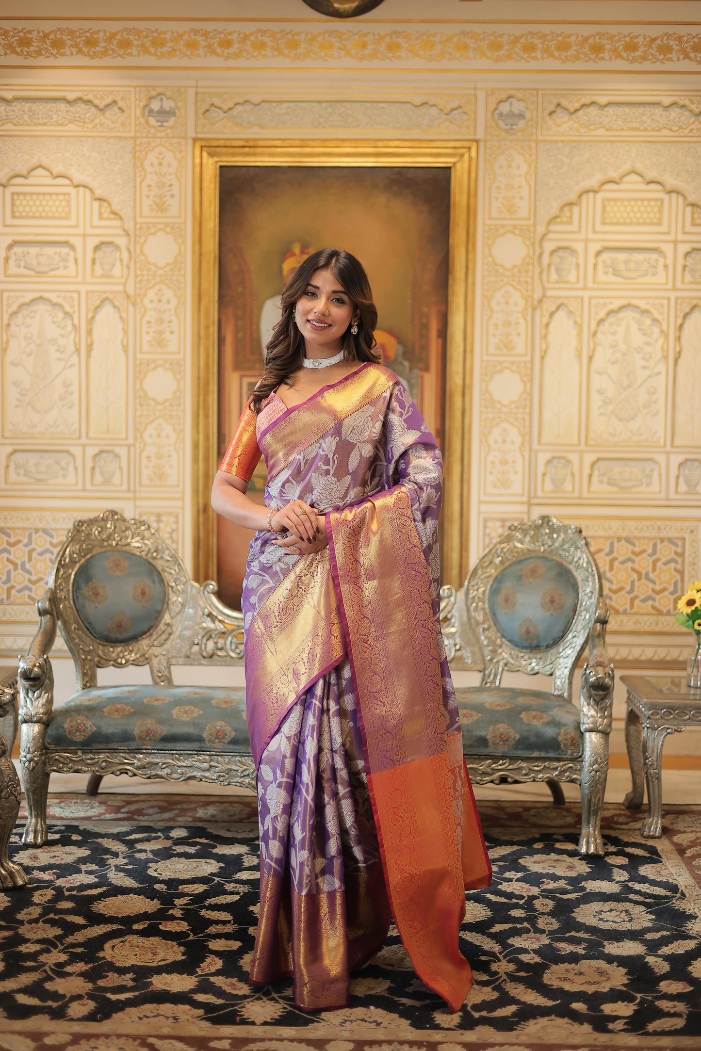 Marvelous Kanjivaram Purple Color Silk Saree