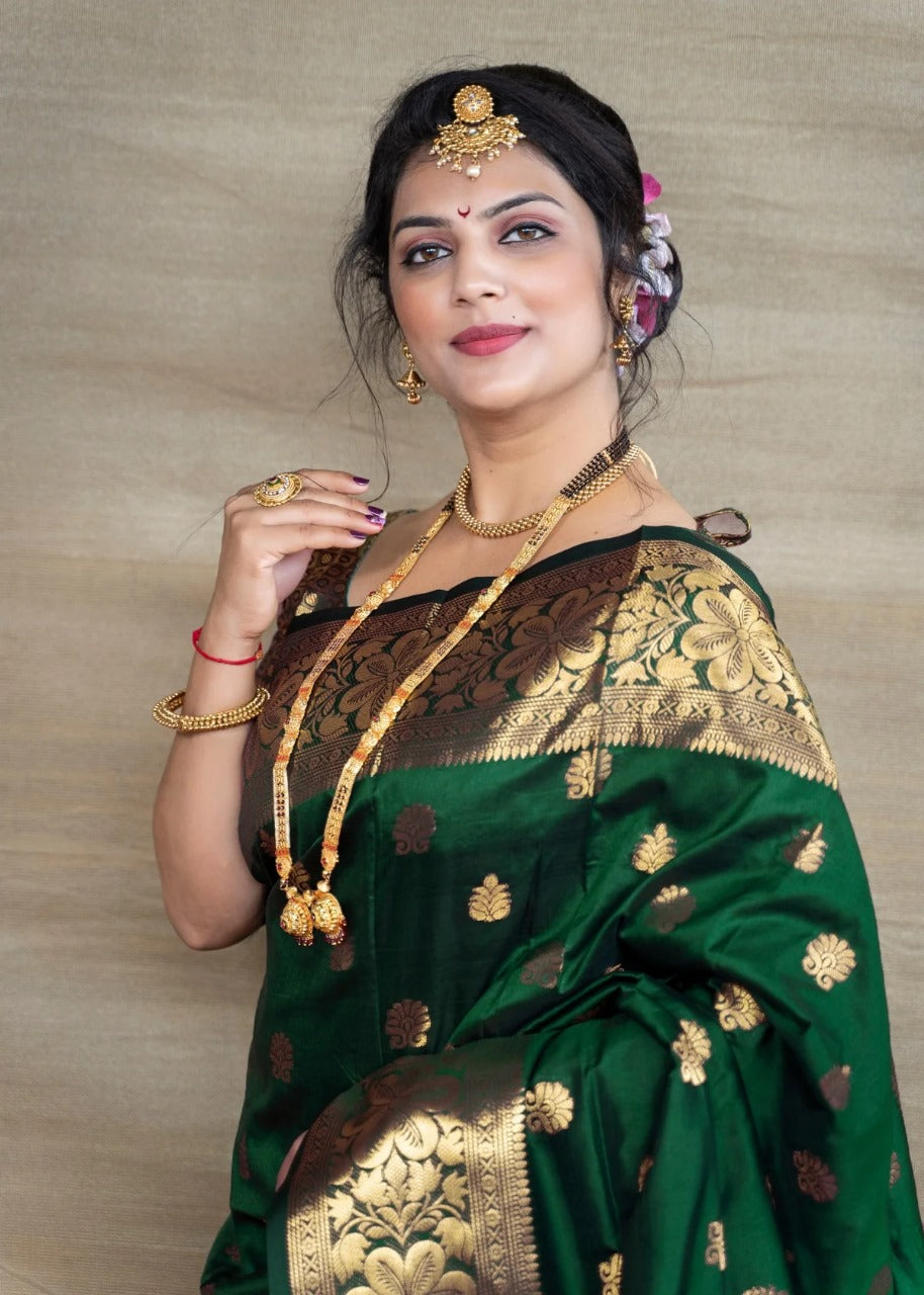 Preferable Banarasi Silk Green Color Saree