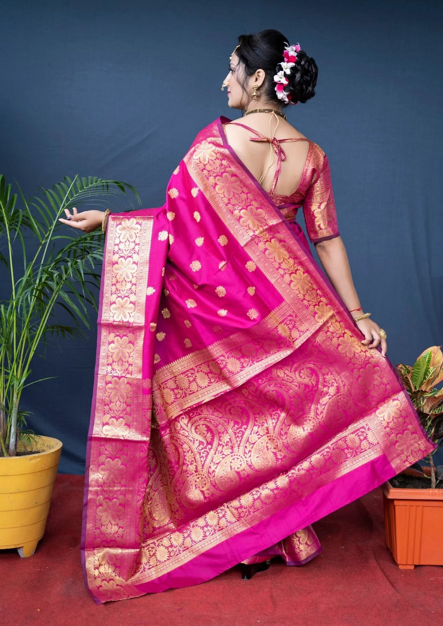 Preferable Banarasi Silk Pink Color Saree