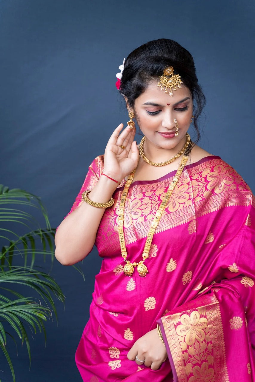 Preferable Banarasi Silk Pink Color Saree