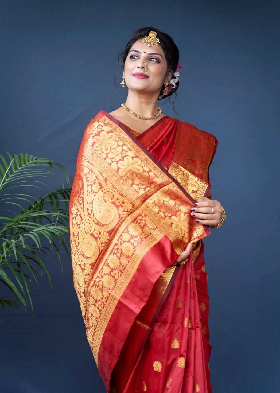 Preferable Banarasi Silk Red Color Saree