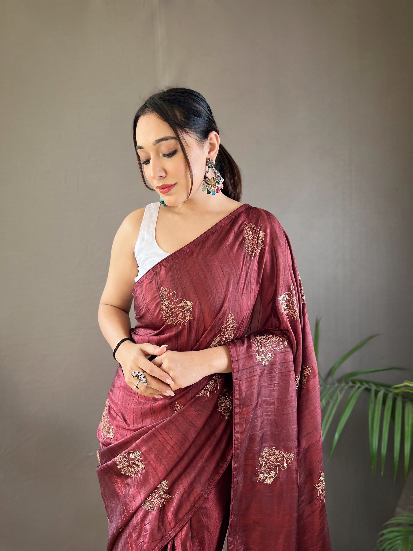 Glorious Jacquard Maroon Color Saree