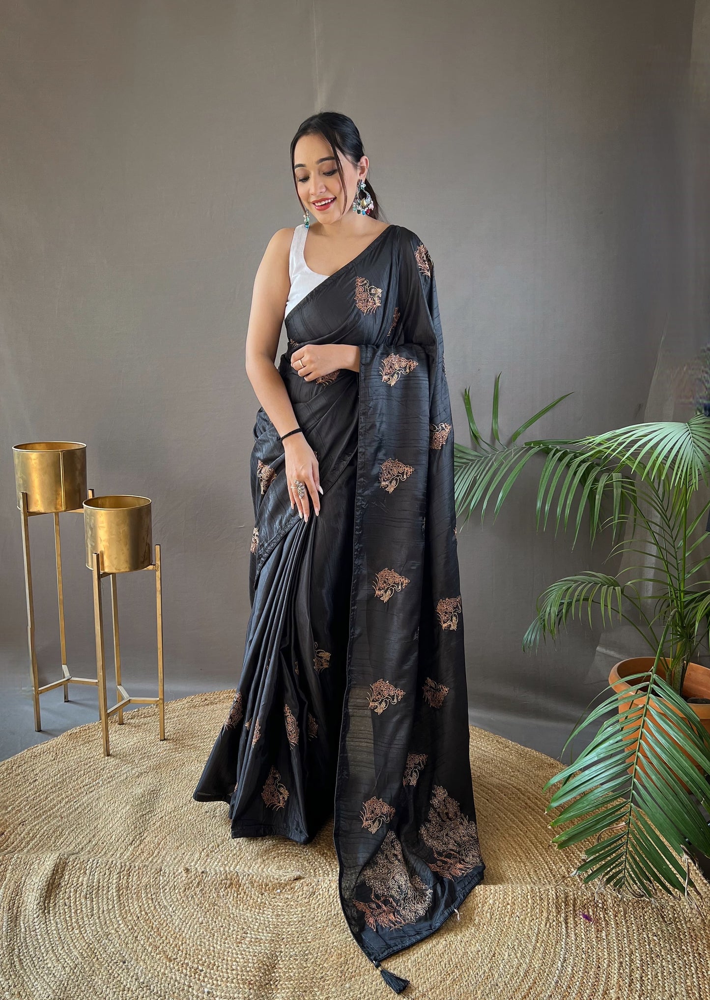 Glorious Jacquard Black Color Saree