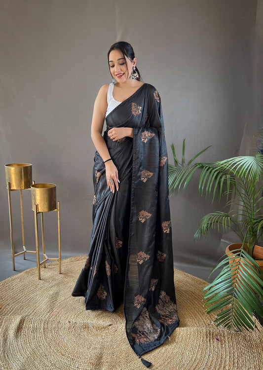 Glorious Jacquard Black Color Saree